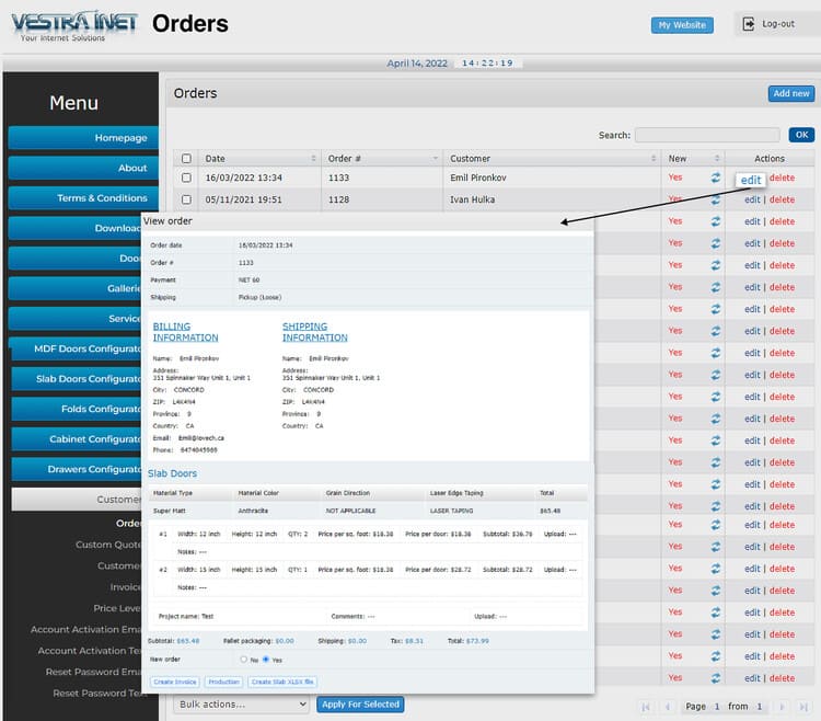 Special Products Quotation System Detail