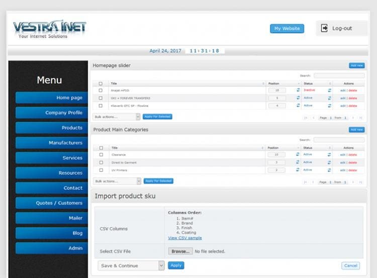 Vestra Inet CRM System